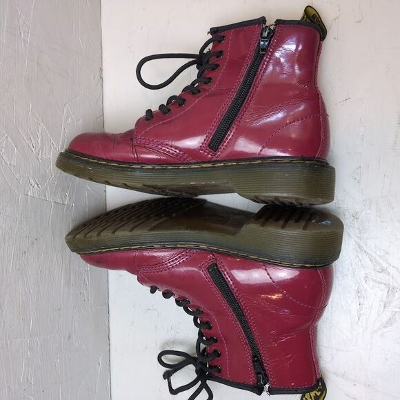 Doc Dr. Martens 1460 J Red Patent Leather Zip/Lace-Up Boots Size 3 US - Picture 7 of 13
